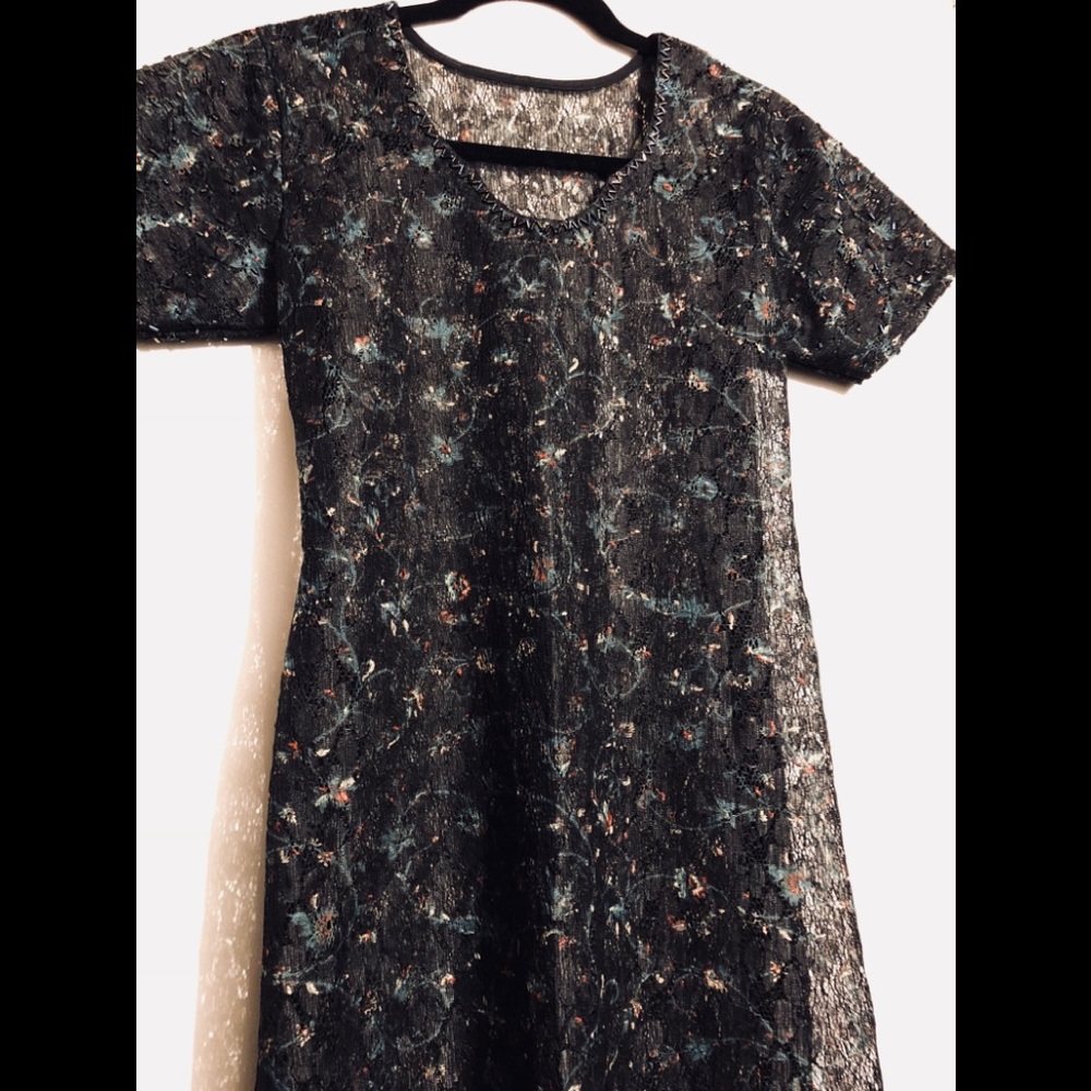 Long lace straight with round neck Kurta sz S-L